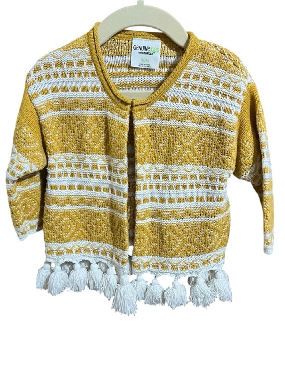 18 month Yellow Boho Cardigan knit fringe Genuine Kids from OshKosh